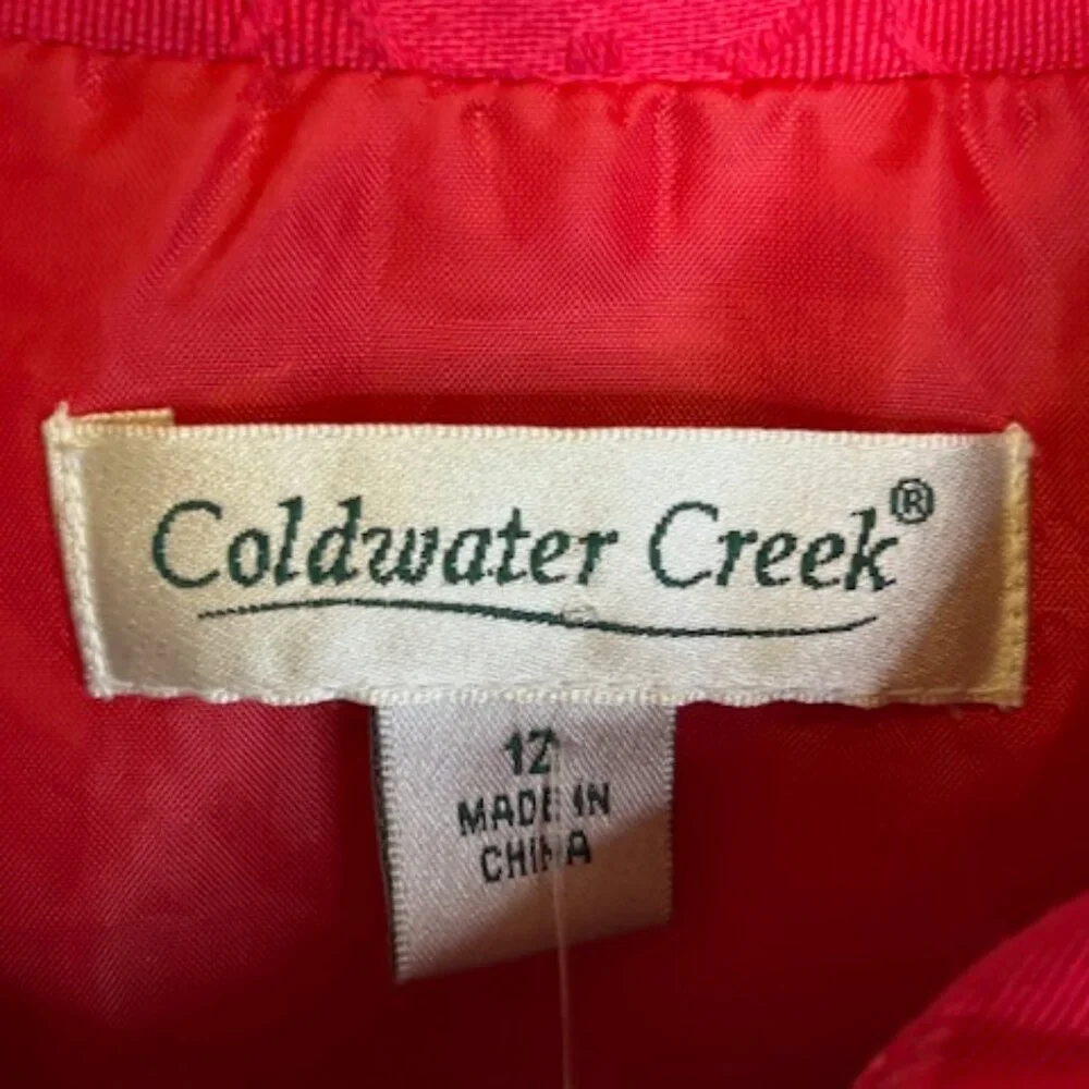 Coldwater Creek Jacket Women's‎ 12 Floral Spring Cotton Red White